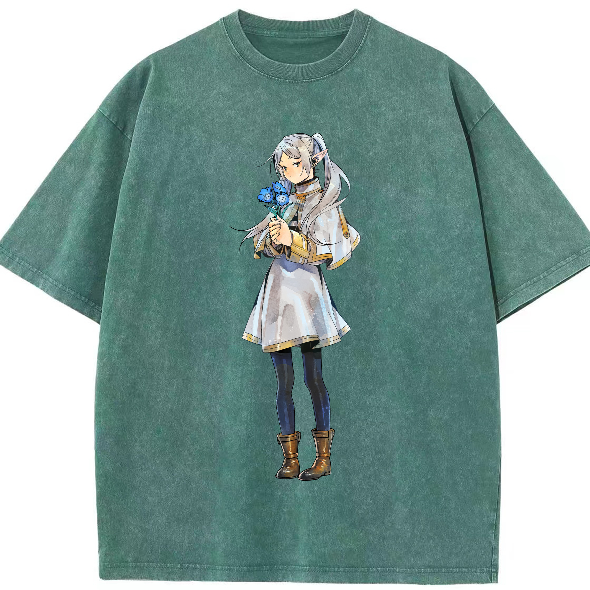 （画像用） 葬送のフリーレン Frieren 綿100% ヴィンテージ風 半袖Tシャツ（フロントプリント）